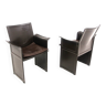 Set de 2 fauteuils en cuir "Korium", Tito Agnoli, Matteo Grassi, 1980