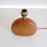 Small carved wooden floor lamp with oval shade