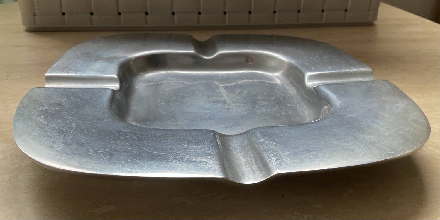 Cendrier en aluminium poli, années 50-60