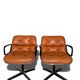 Pair of Knoll Pollock Armchairs - Vintage Camel Leather
