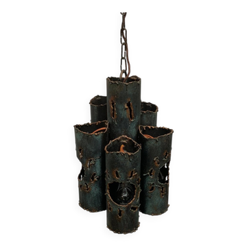 Brutalist Mid-Century Metal Pendant