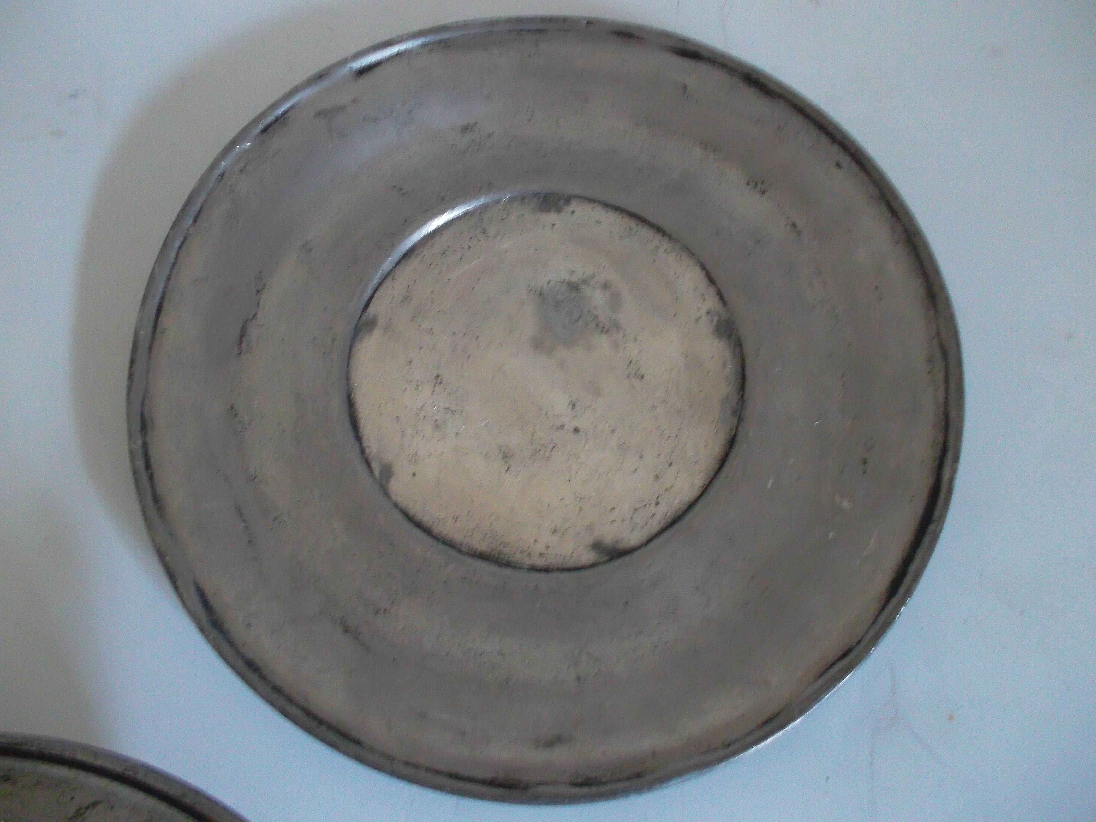 Pewter round tray & soup tureen