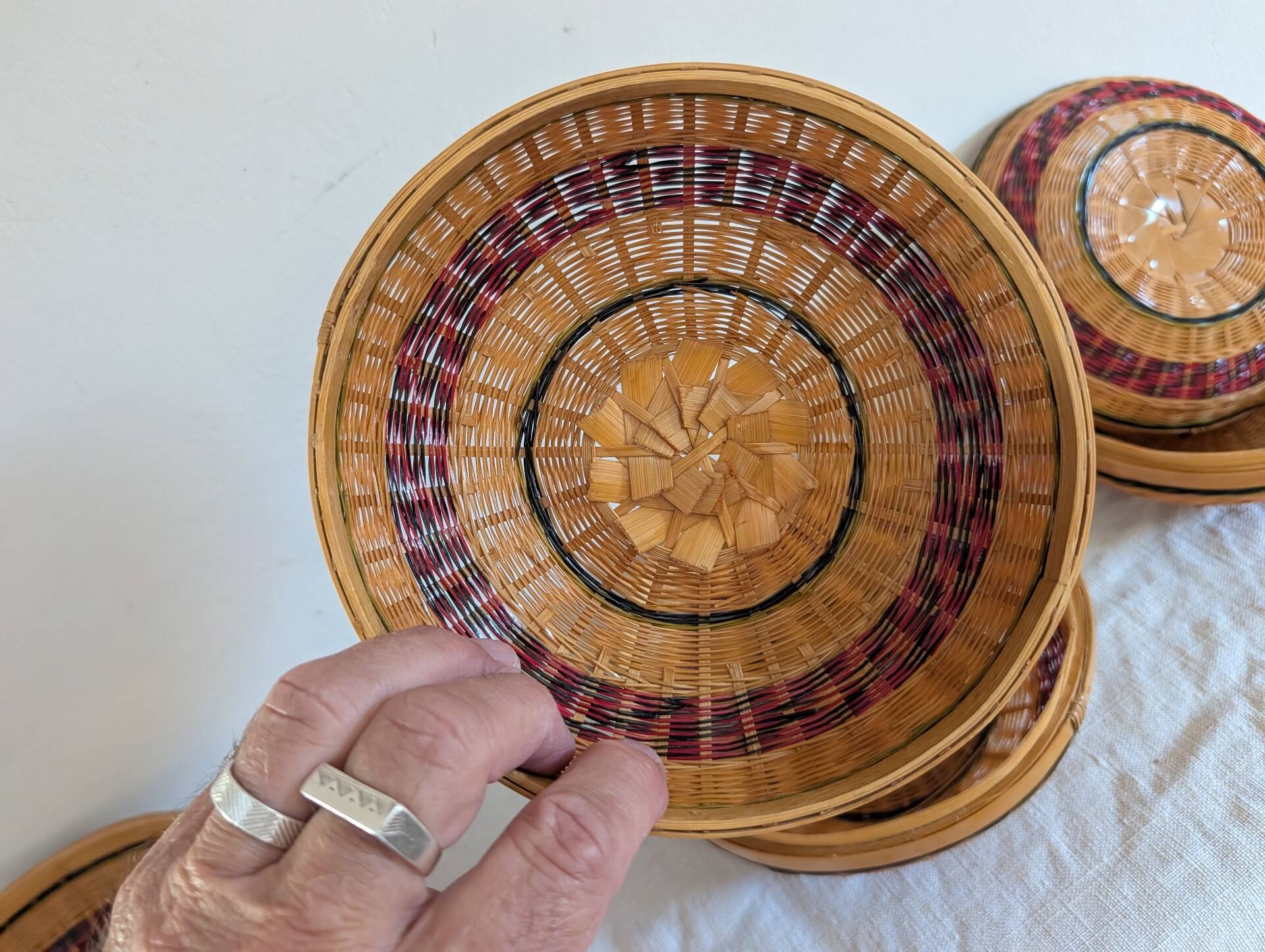 Set of three nesting bamboo boxes – China – 1980s
