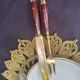 Wood and brass serving utensils