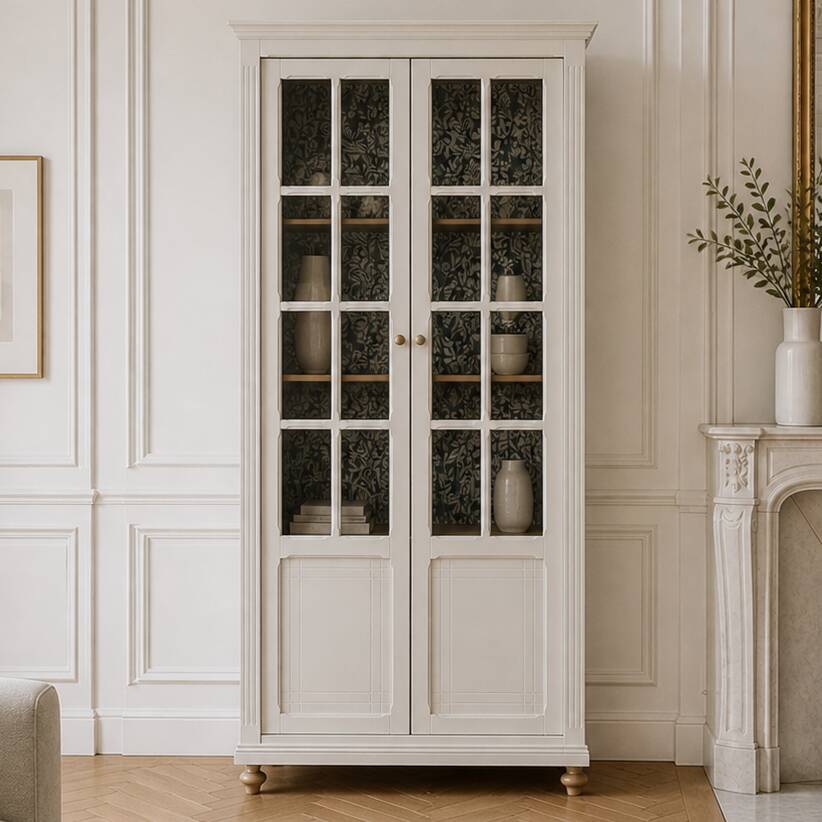 Vitrine parisienne ancienne rénovée – blanc cassé