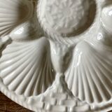 4 assiettes à huîtres en barbotine blanche