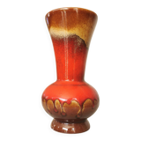 Vintage KIL Ceramic Vase: Red & Brown Lava Glaze, 1970s Yugoslavia