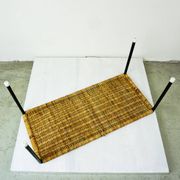 Black steel and wicker side table by Carl Auböck, mid-century.