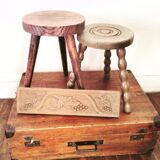 Turned wooden milking stool