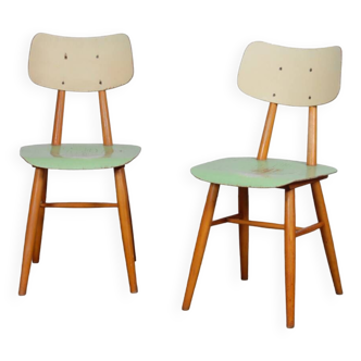 Paire de chaises vertes pour Ton, 1960