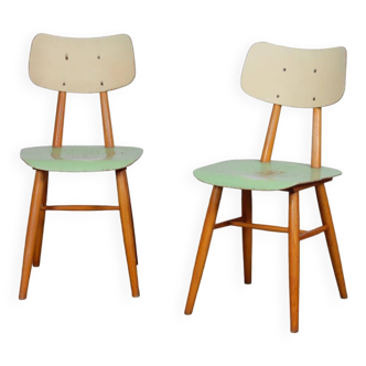 Pair of green chairs for Ton, 1960
