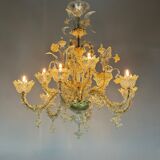 Venetian chandelier rezzonico in gilded Murano glass circa 1920
