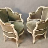 Pair of louis xv style basket armchairs