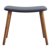 Tabouret en teck et cuir noir