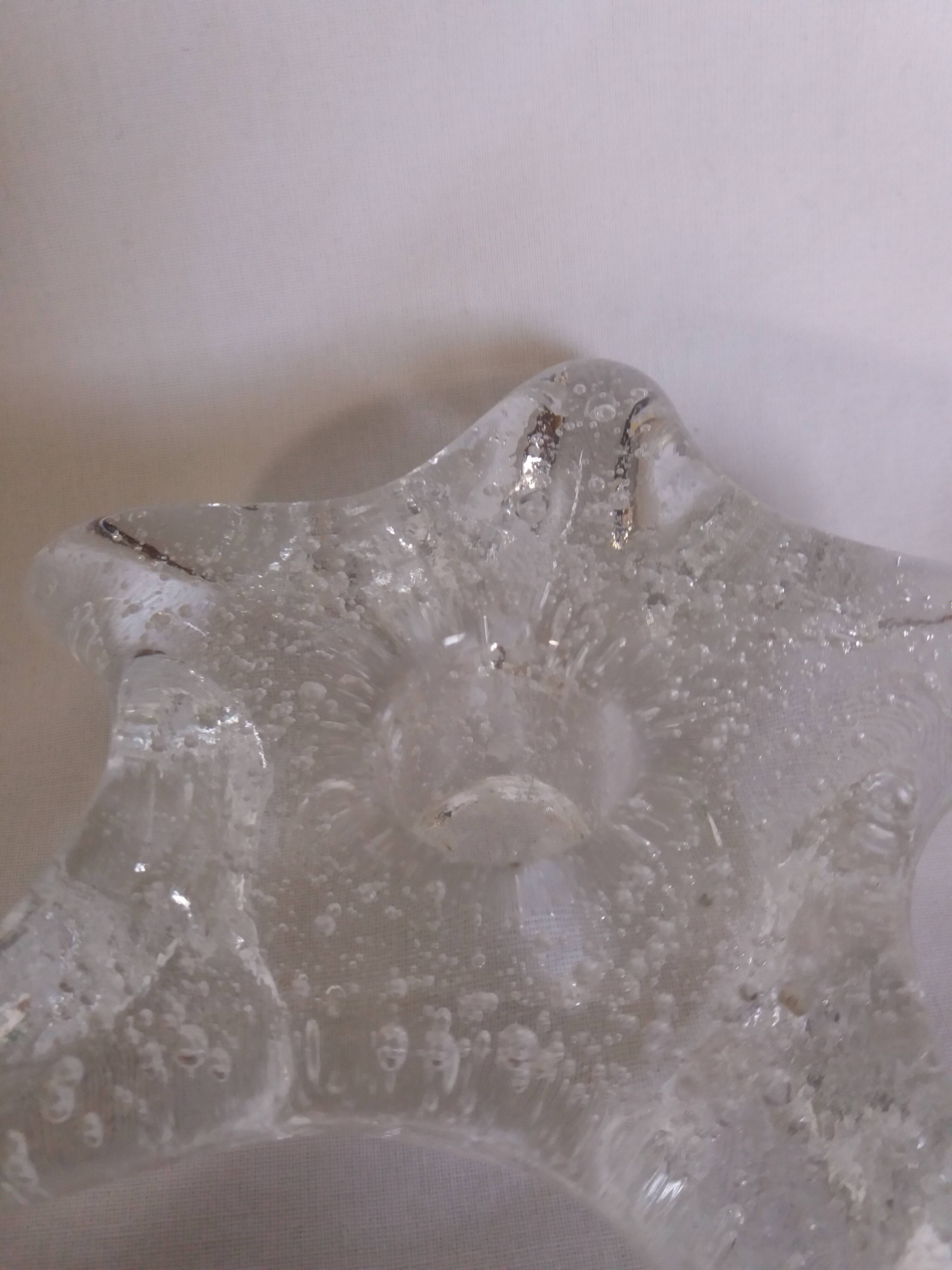 Star candle holder in glass or bubbled crystal, Biot style