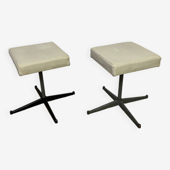 Pair of vintage metal and leatherette stools