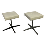 Pair of vintage metal and leatherette stools