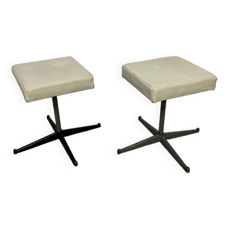 Pair of vintage metal and leatherette stools