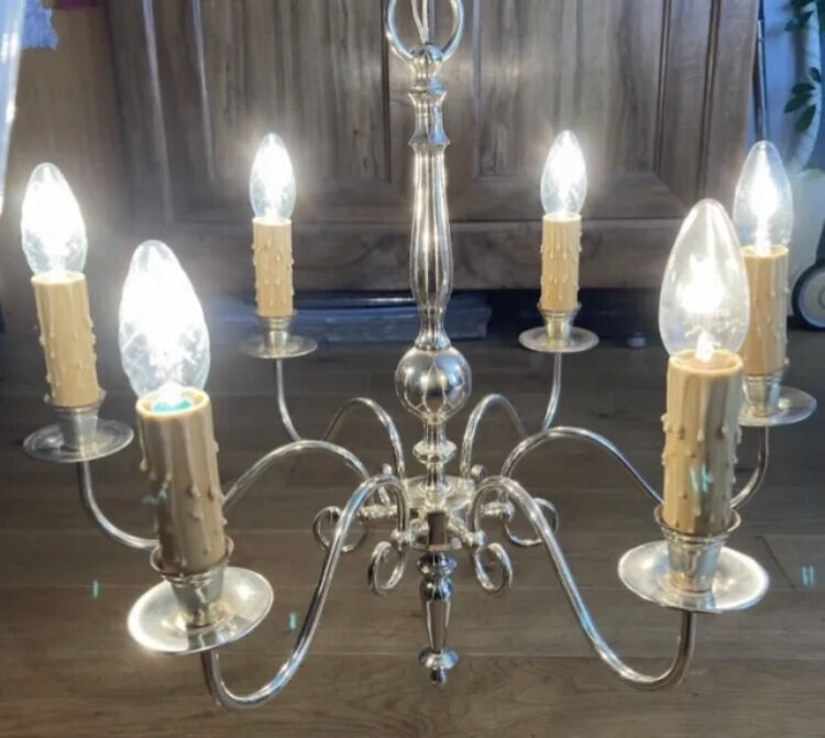 Lustre Hollandais en métal argenté XXème