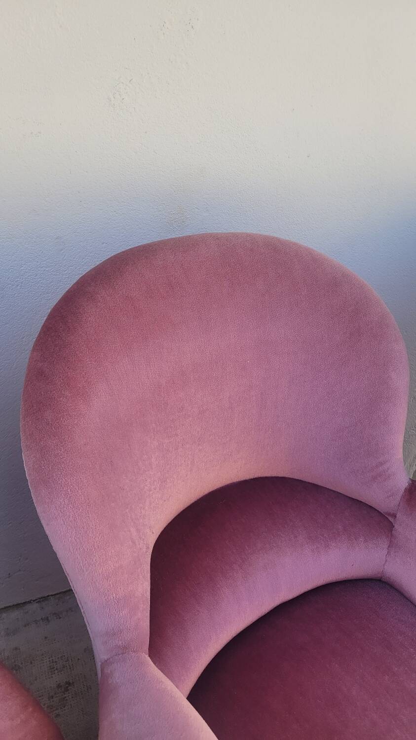 Série de 4 Fauteuils crapauds en velours ancien 1930s
