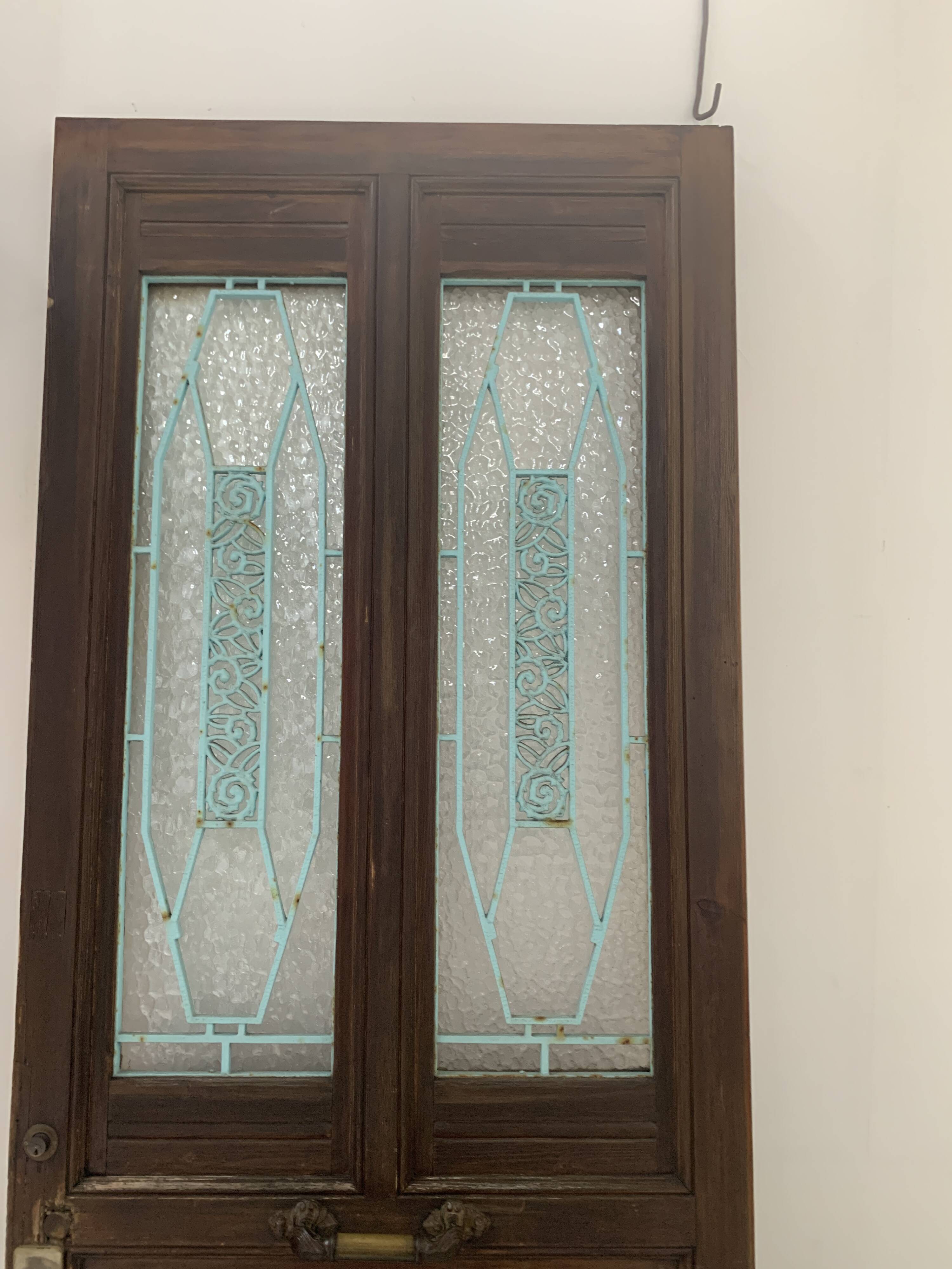 Art Deco style entrance door in solid wood, 20th century