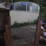 Mirror bevelled art deco raw oak 68x90cm