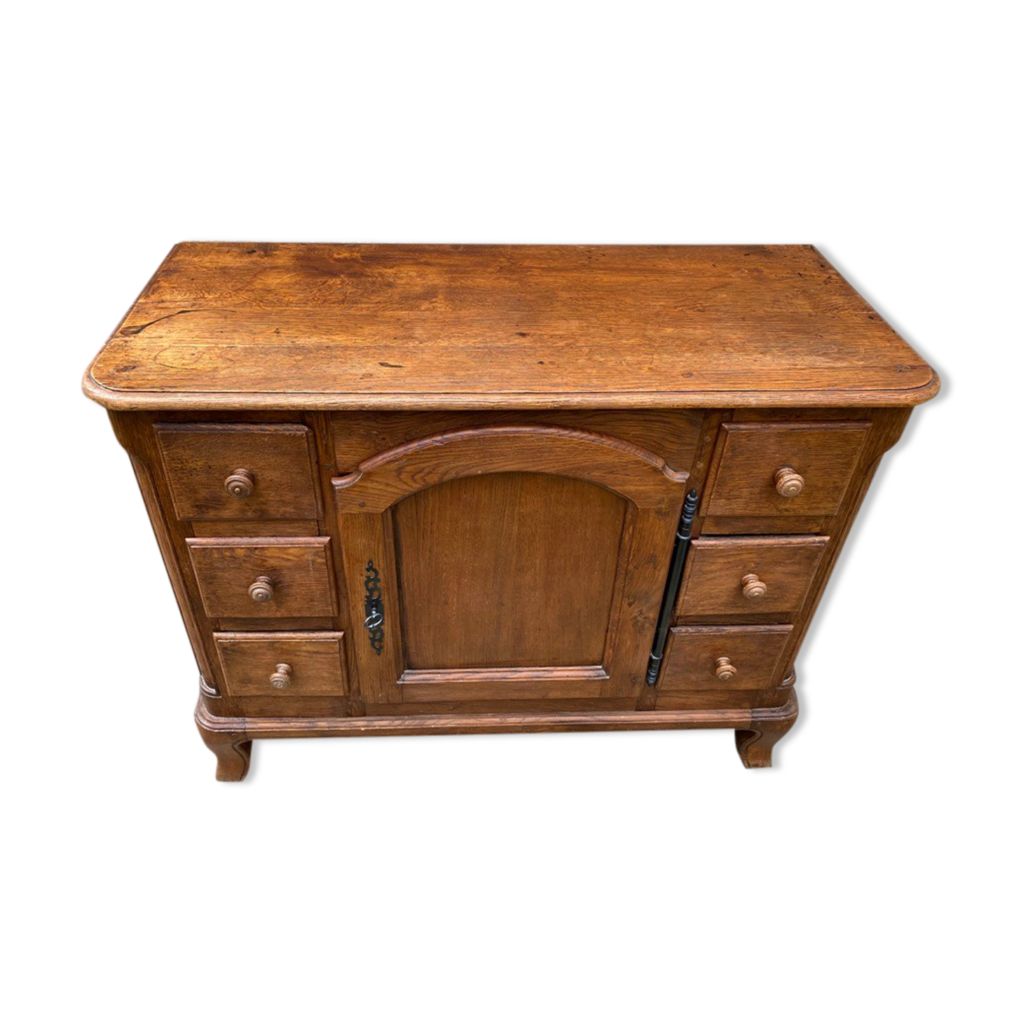 Buffet solid oak storage cabinet 1 door 6 drawers