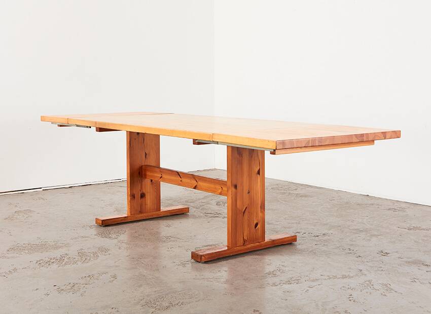 Scandinavian Drop-leaf Pine Shaker Dining Table 1960s