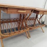 Pair of vintage rattan bedsides