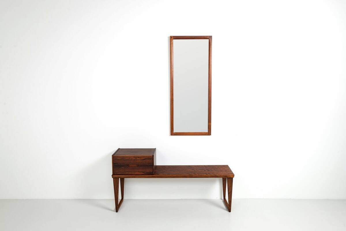 Kai Kristiansen bench and mirror rosewood Aksel Kjersgaard Denmark 1960