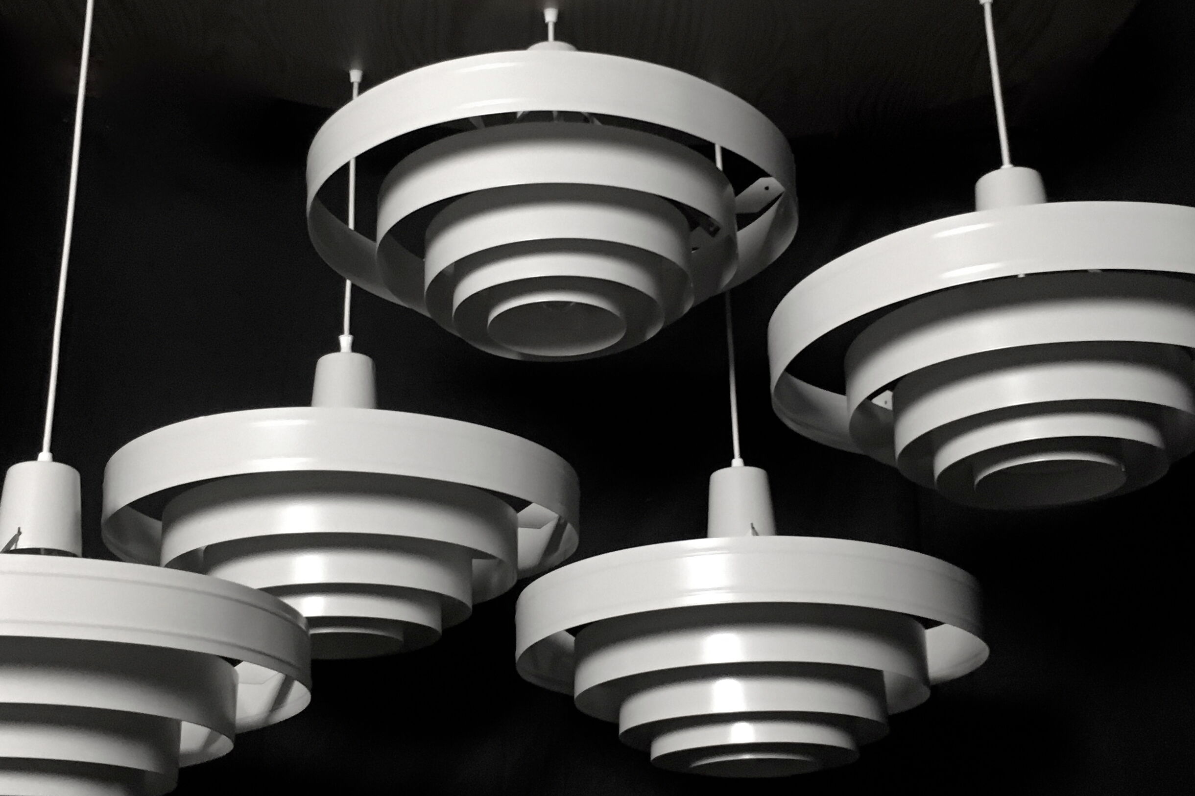 Satin white lacquered metal hanging from the 1960s