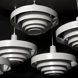 Satin white lacquered metal hanging from the 1960s