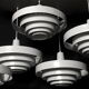 Satin white lacquered metal hanging from the 1960s
