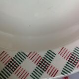 Plat creux style art deco formes géometriques vintage vert et rouge