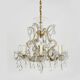 Old chandelier, pendant light, Marie Thérèse light with 9 lights and glass pendants. 1980s