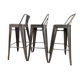 Set of 3 Tolix bar stools in raw (grey) varnished steel
