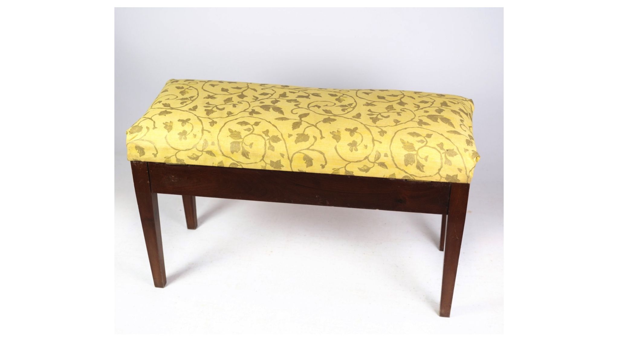 Piano bench / stool in mahogany with light floral fabric from around 1910