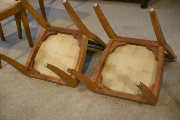 Set of 6 oak chairs by Gaston Poisson, 1940s