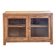Old wooden buffet with a glass front in raw wood