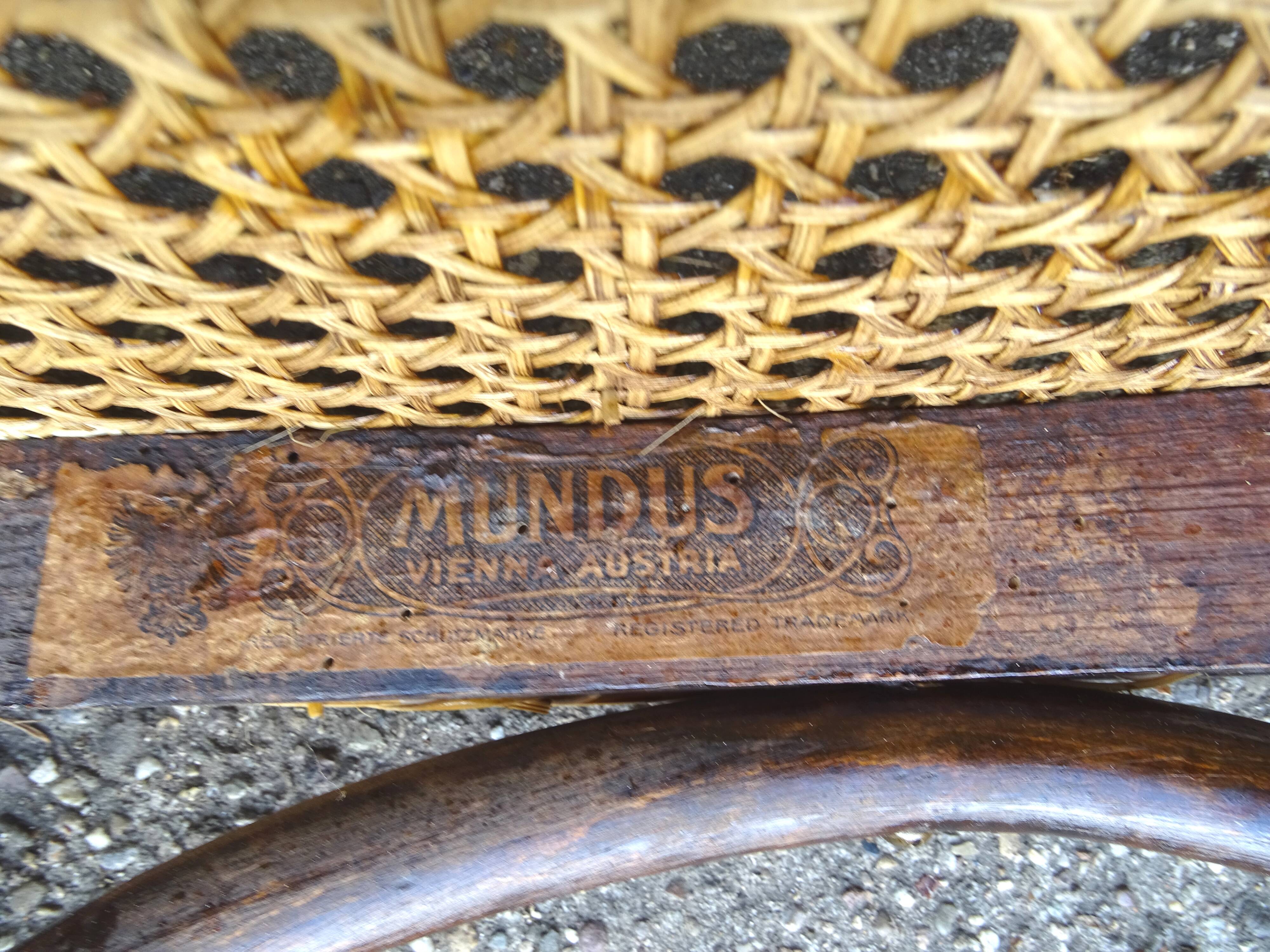 4 Thonet Mundus N°A 48 caned bistro chairs 1930