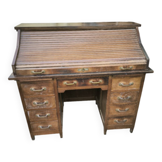 1920s American oak curtain desk