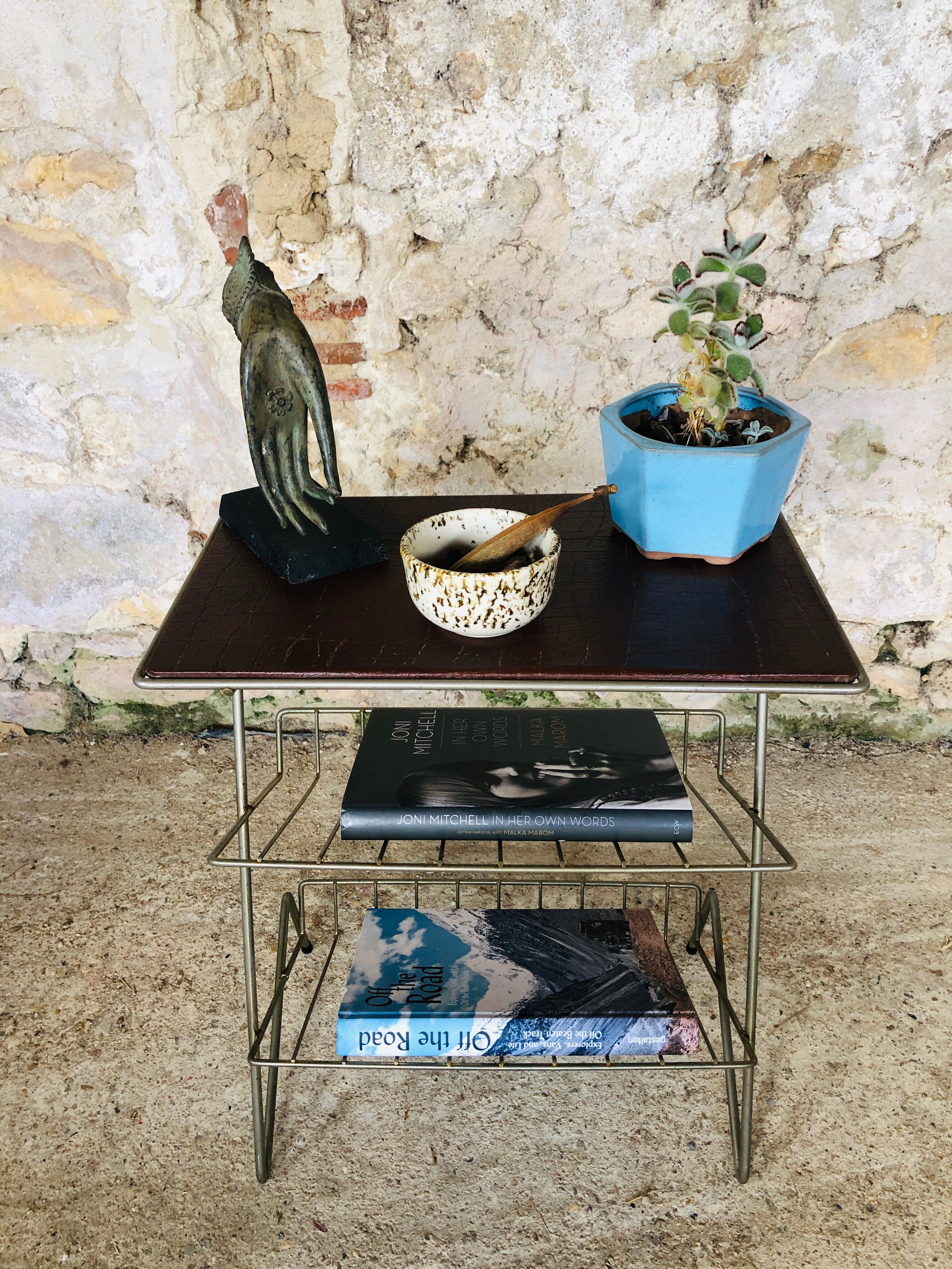 Side table / storage for vinyl top faux leather vintage 60s