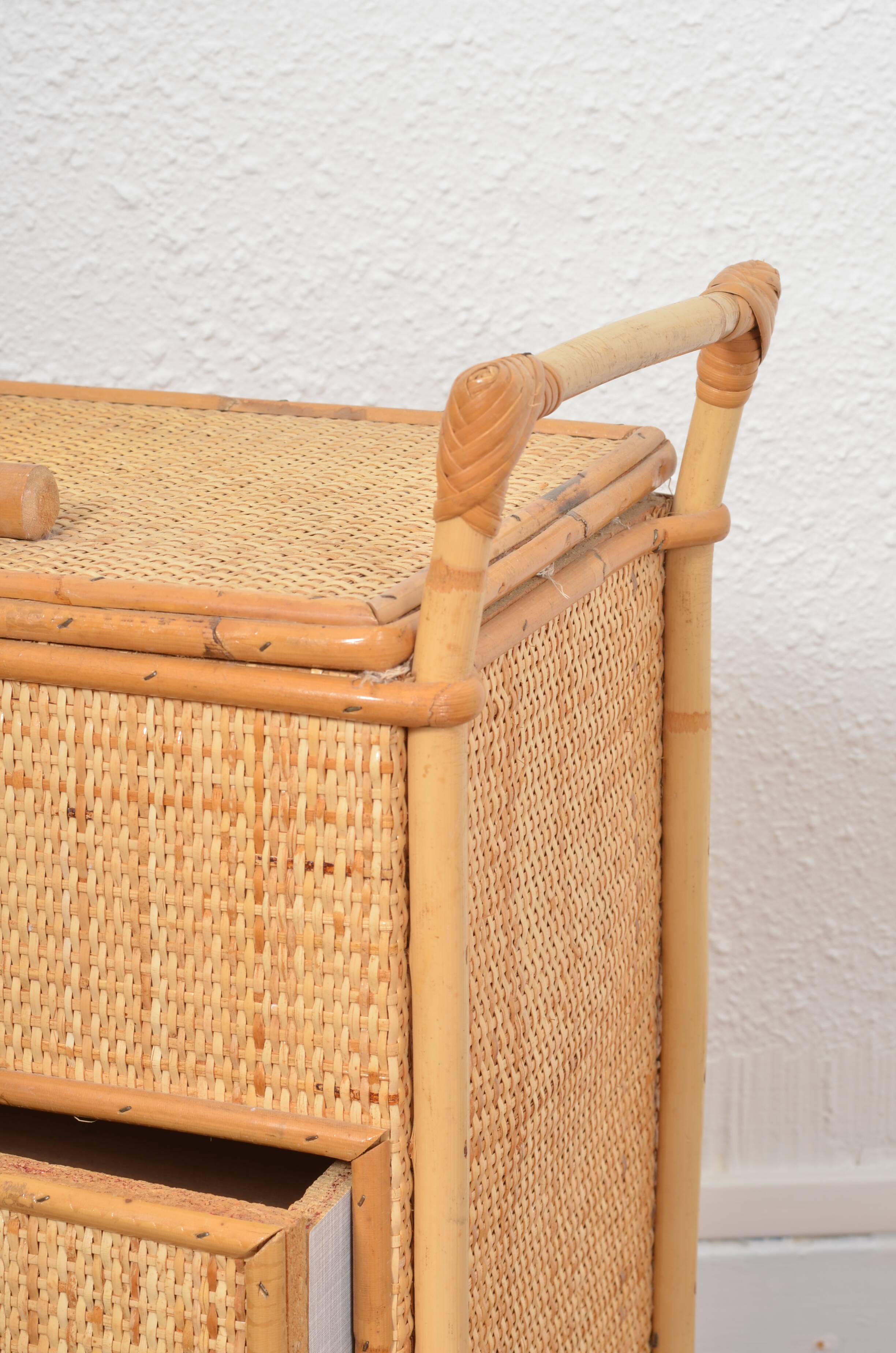 Small rattan chest of drawers