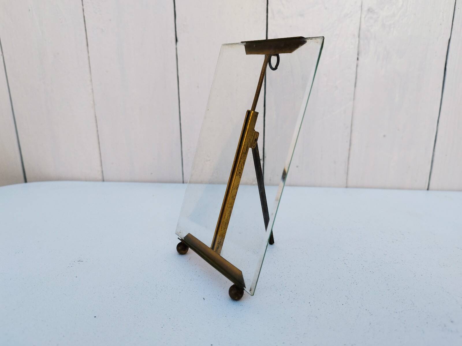 Vintage golden brass easel photo frame