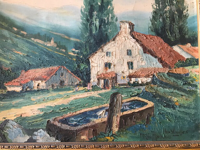 Oil on canvas painting landscape of the vosges signed Milio Burquin