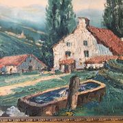 Oil on canvas painting landscape of the vosges signed Milio Burquin