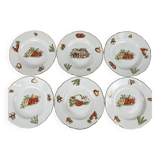 Set of 6 KG Lunéville "Le Potager" soup plates, 1950/70