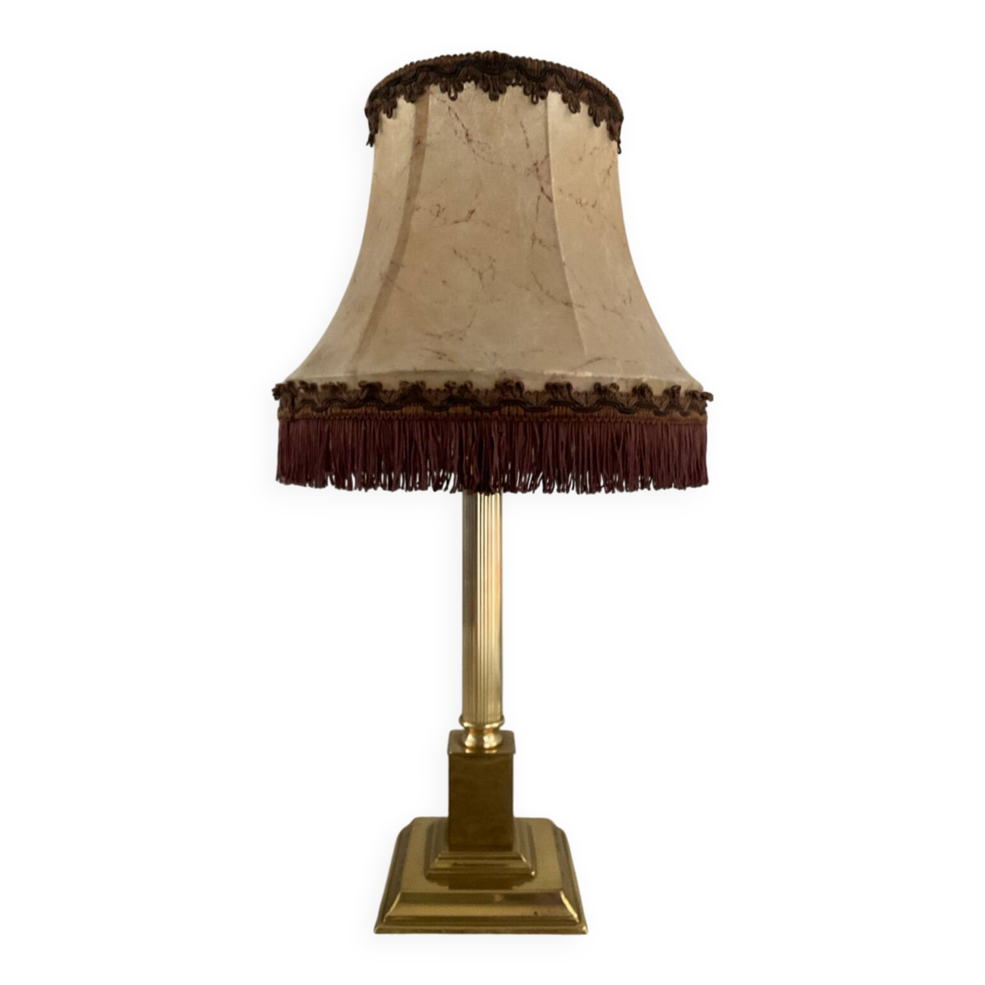 Vintage brass and leather lamp from the 70s