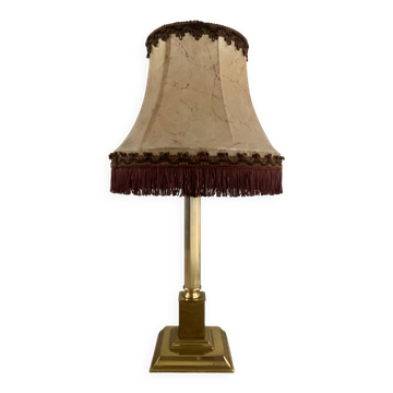 Vintage brass and leather lamp from the 70s