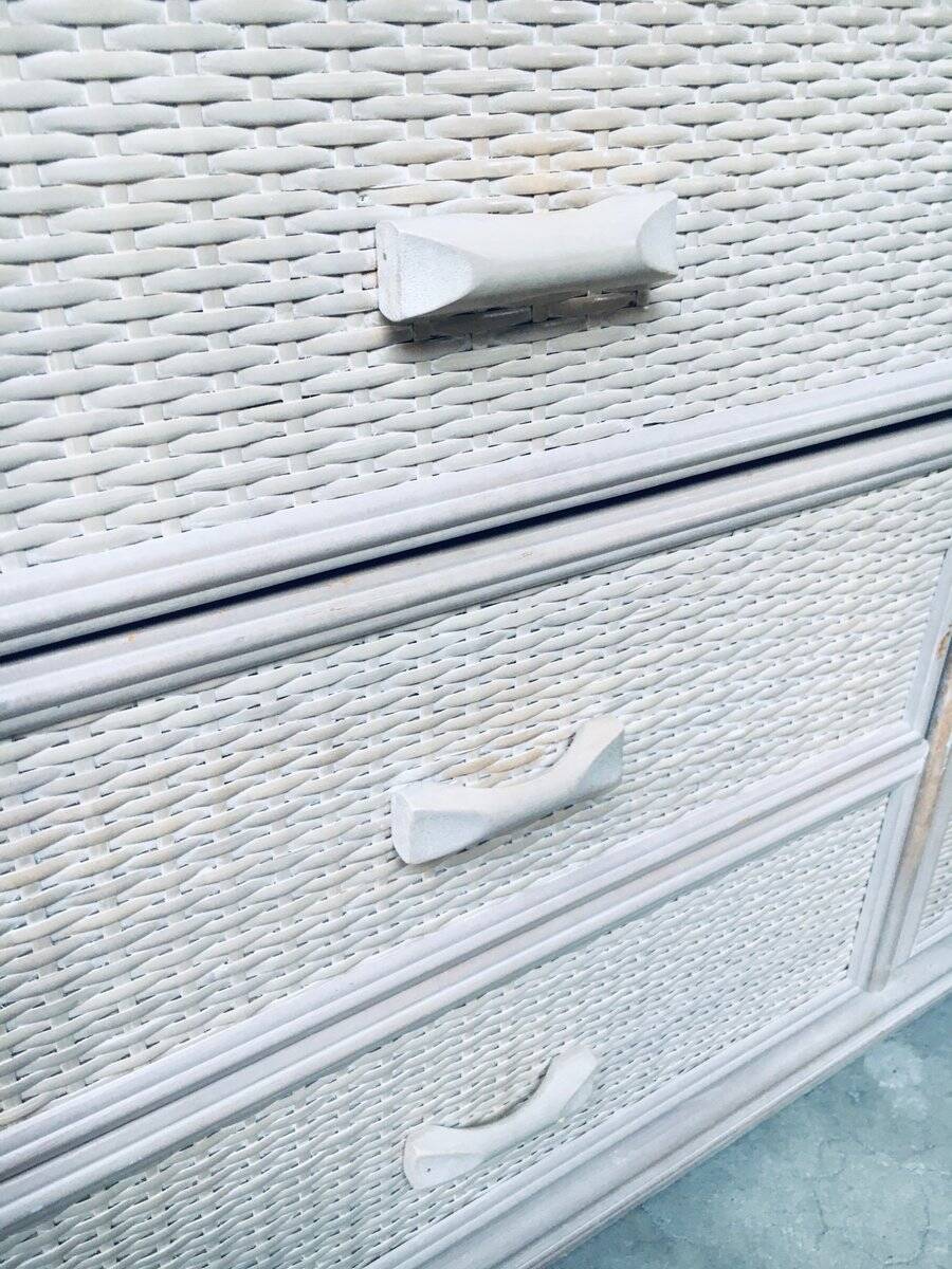 Washed Rattan Chest of Drawers, 1980s